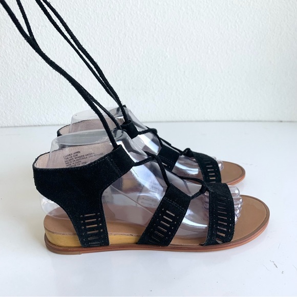 Caslon tassel Sandals, black suede, long laces that‎ cross cross around leg. 6.5 - Picture 4 of 10